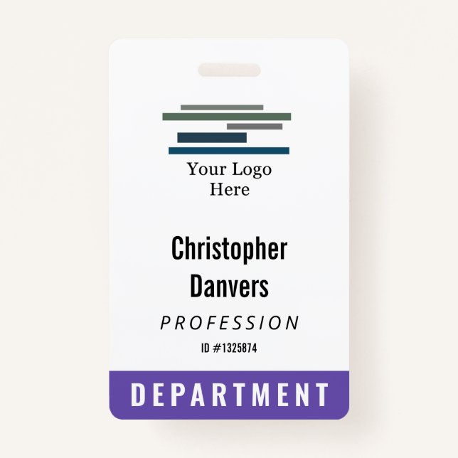 Purple White Employee ID Large Logo Badge (Front)