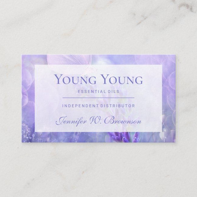 Purple White Essential Oils Lavender Business Card