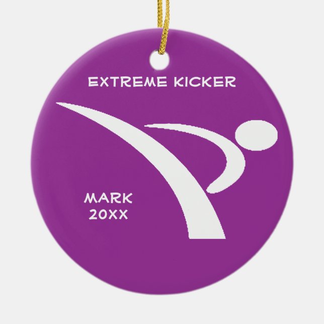 Purple & White Extreme Kicker Ornament (Front)