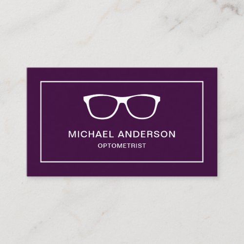 Purple White Eyeglasses Eye Doctor Optometrist Business Card