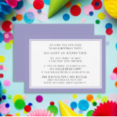 Kids Birthday Donation In Lieu of Gifts Enclosure Card