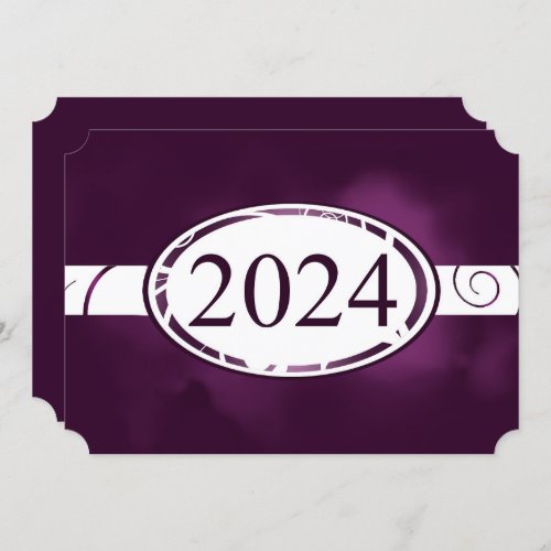 Purple  White Floral Button 2024 Graduation Party Invitation