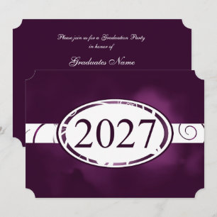 Purple & White Floral Button 2027 Graduation Party Invitation