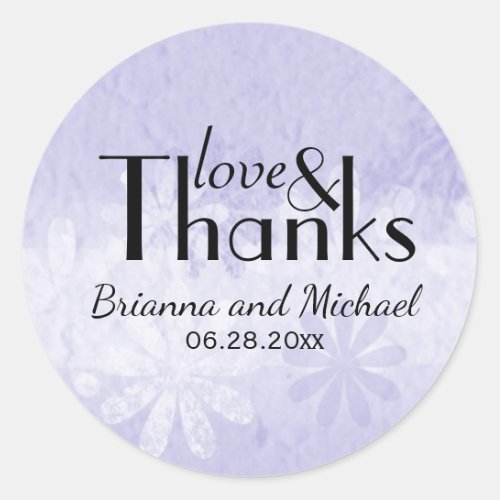 Purple White Floral Custom Wedding Favor Stickers