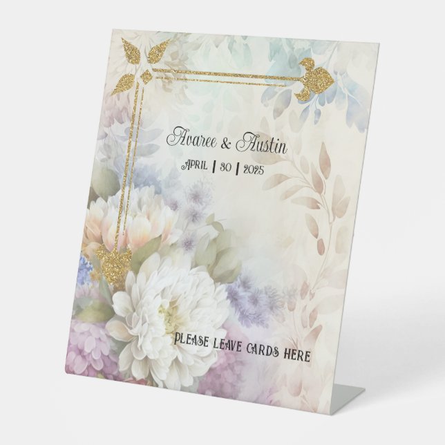 Purple White Floral Design Sign Our Guestbook Wedd (Front)