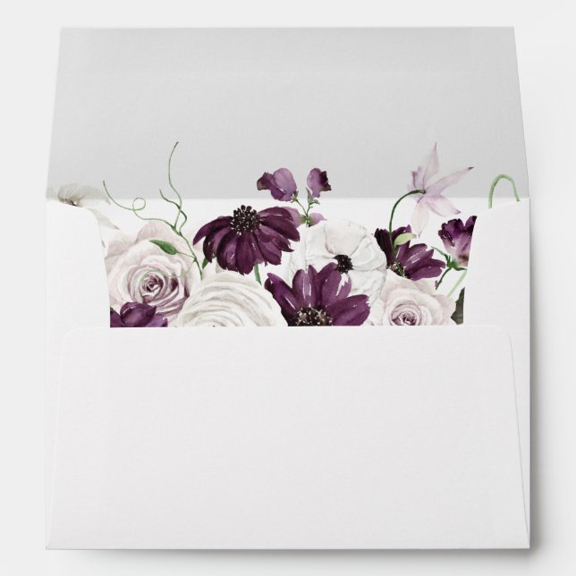 Purple & White Floral  Envelope (Back (Bottom))