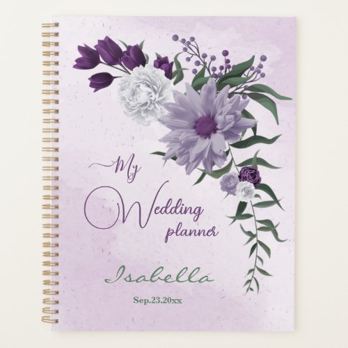 purple & white floral greenery wedding