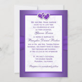 Purple & White Floral Joined Hearts Wedding Invite (Back)