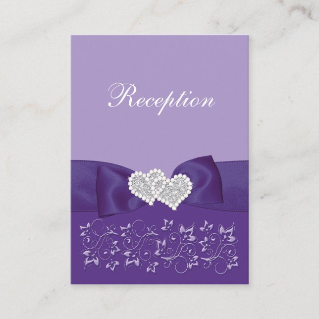 Purple, White Floral Reception Enclosure Card (Front)