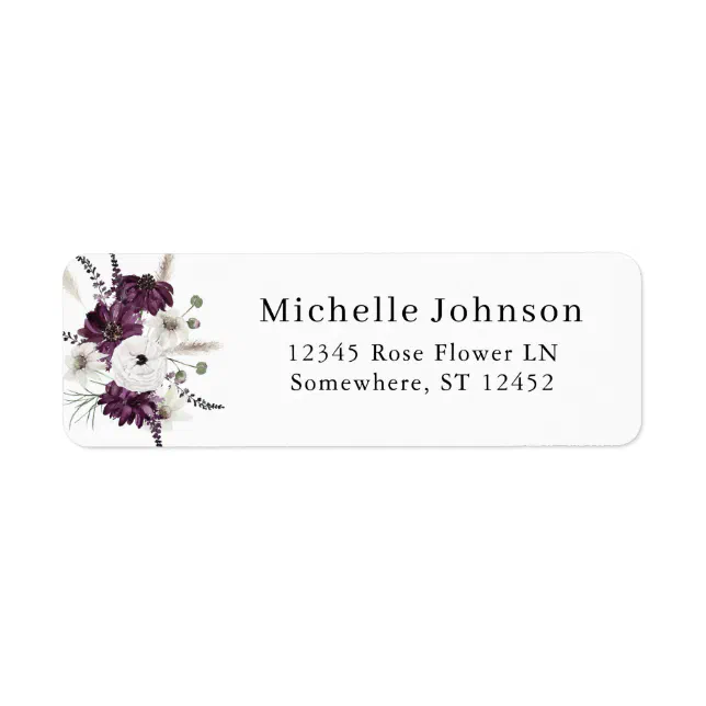 Purple & White Floral Return Address Label | Zazzle