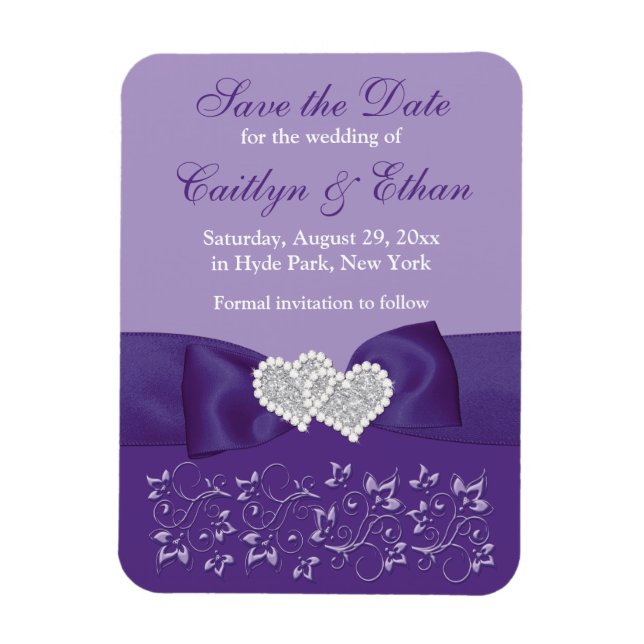 Purple White Floral Save Date Magnet (Vertical)