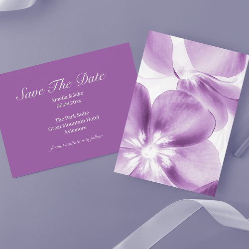 Purple  White Floral Save the date Note Car