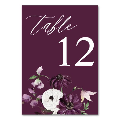 Purple  White Floral Table Number _ Purple