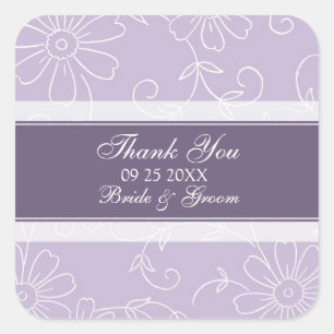 Purple White Floral Thank You Wedding Favor Tags