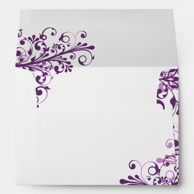 Purple White Floral Wedding A7 Envelopes (Back (Bottom))