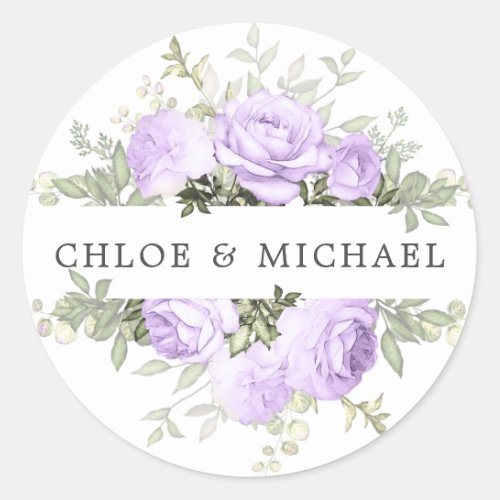 Purple White Floral Wedding Envelope Seal