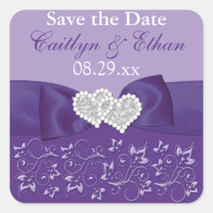 Purple, White Floral Wedding Favor Sticker
