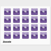 Purple, White Floral Wedding Favor Sticker (Sheet)