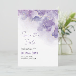 Purple White Floral Wedding Invitation