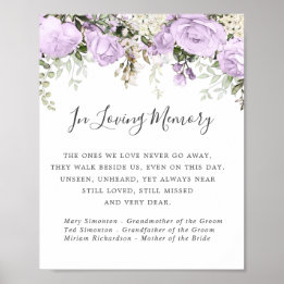 Purple White Floral Wedding Memorial Sign