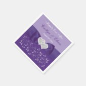 Purple, White Floral Wedding Paper Napkins (Corner)
