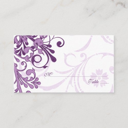 Purple White Floral Wedding Place or Escort Cards Business Card Template