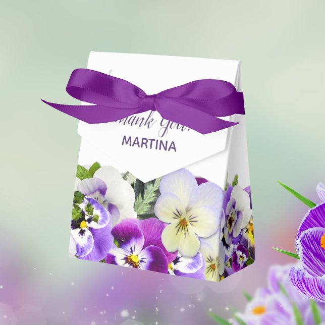 Purple white florals birthday name Thank You Favor Boxes (Creator Uploaded)