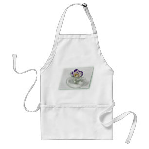 Purple white flower in a cup adult apron