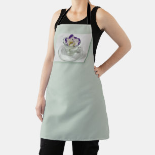 Purple white flower in a cup apron