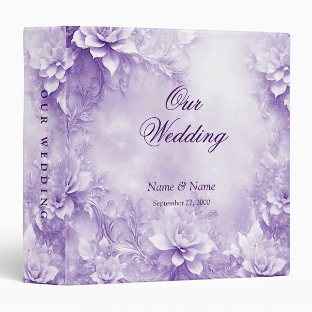 Purple White Flowers Album Binder (Front/Spine)