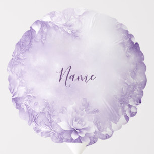 Purple White Flowers Balloon