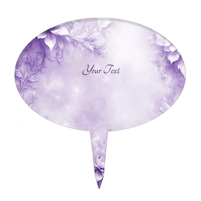 Purple White Flowers Cake Topper (Front)