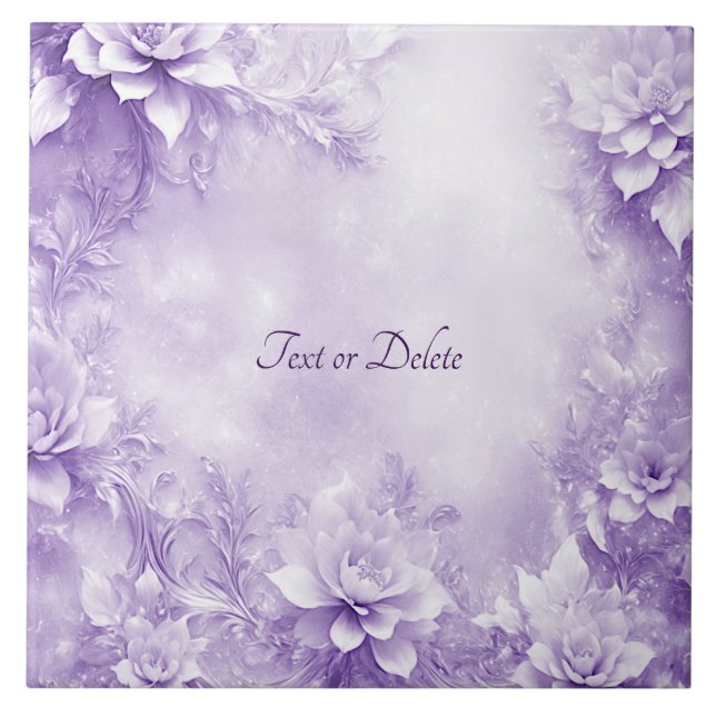 Purple White Flowers Ceramic Tile (Front)