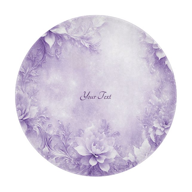 Purple White Flowers Cutting Board (Front)