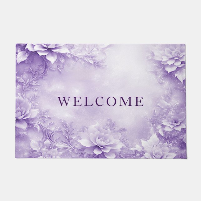 Purple White Flowers Doormat (Front)