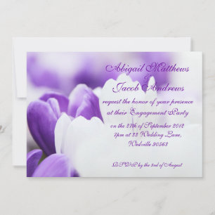 Purple & White Flowers Engagement Party Invitation