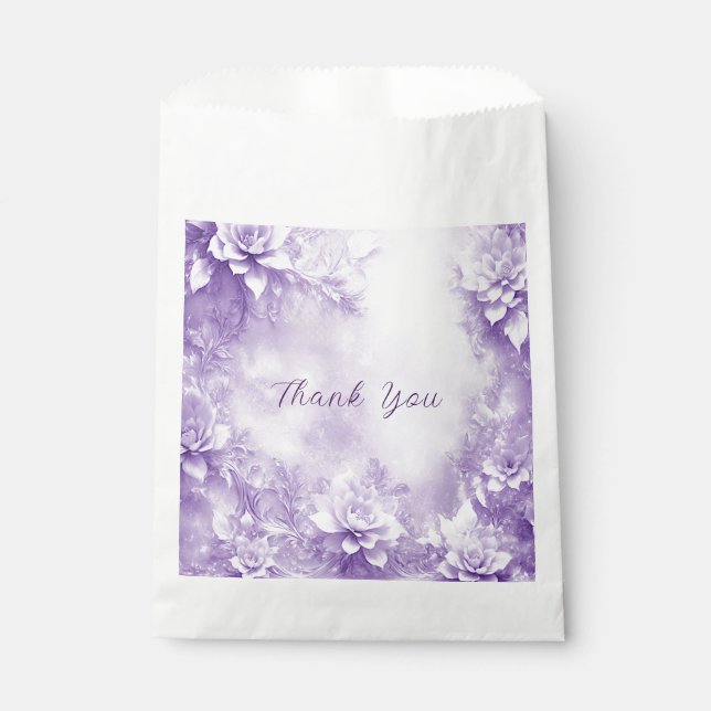 Purple White Flowers Favor Bag (Front)