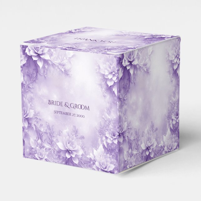 Purple White Flowers Favor Box (Front Side)