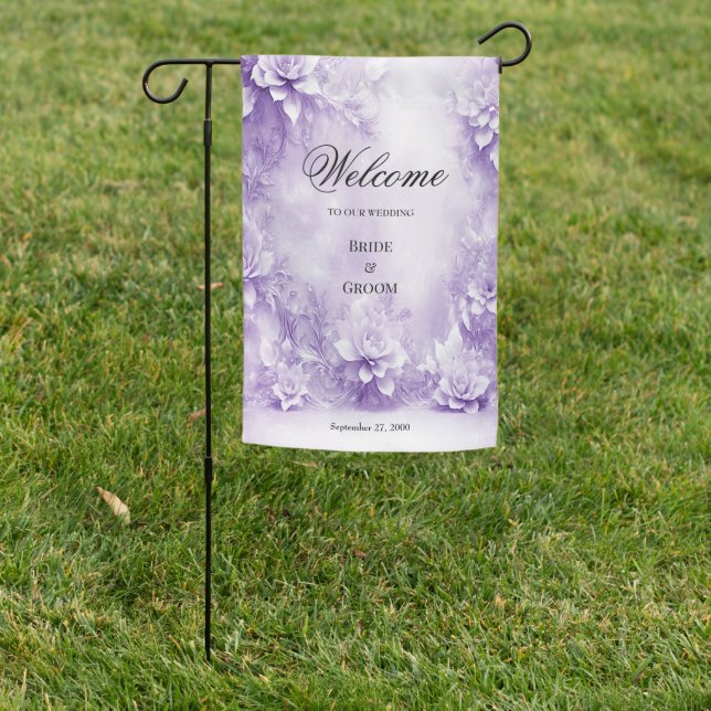 Purple White Flowers Garden Flag (In SItu)