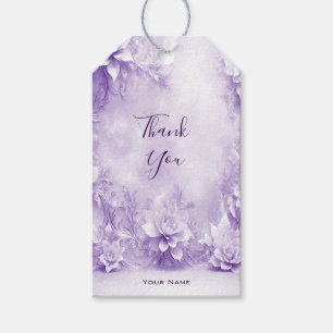 Purple White Flowers Gift Tag