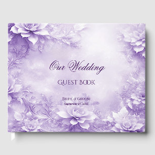 Purple White Flowers Guest Book