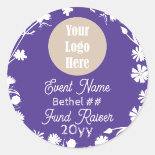 Purple, White Flowers Job's Daughters Party Favor  Classic Round Sticker