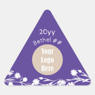 Purple White Flowers Job's Daughters Party Favor Triangle Sticker