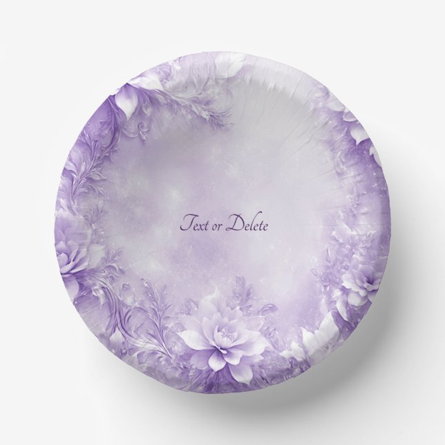 Purple White Flowers Paper Bowls (Front)