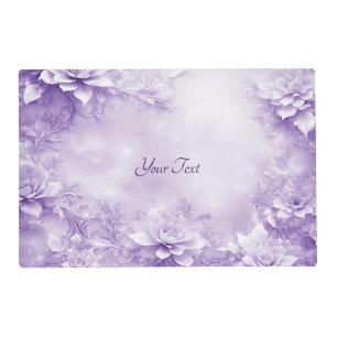 Purple White Flowers Paper Placemat