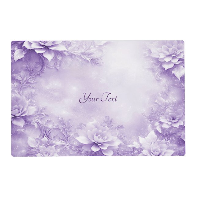 Purple White Flowers Paper Placemat (Front)