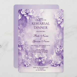 Purple White Flowers Rehearsal Dinner Invitation