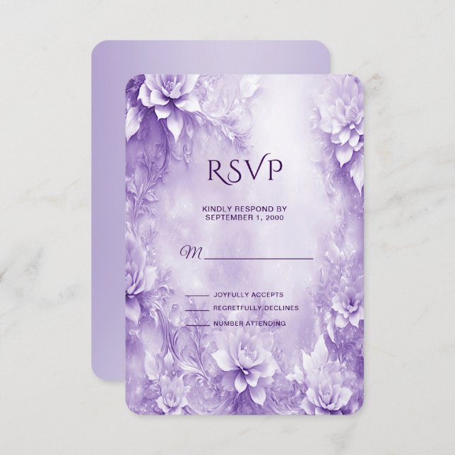 Purple White Flowers RSVP Card (Front/Back)