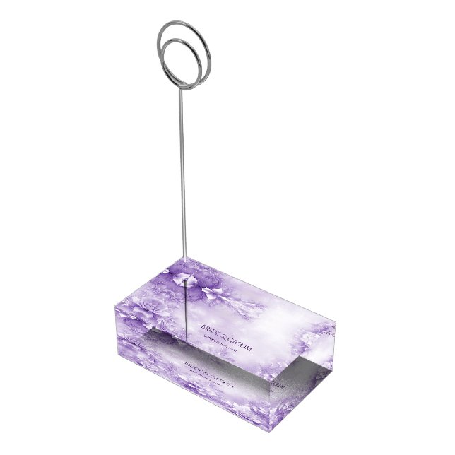 Purple White Flowers Table Card Holder (Corner)
