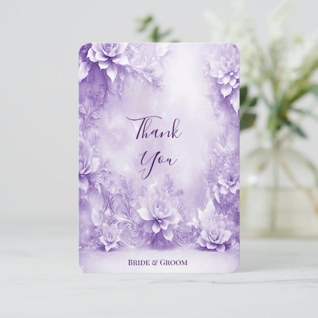 Purple White Flowers Thank You Card (Standing Front)